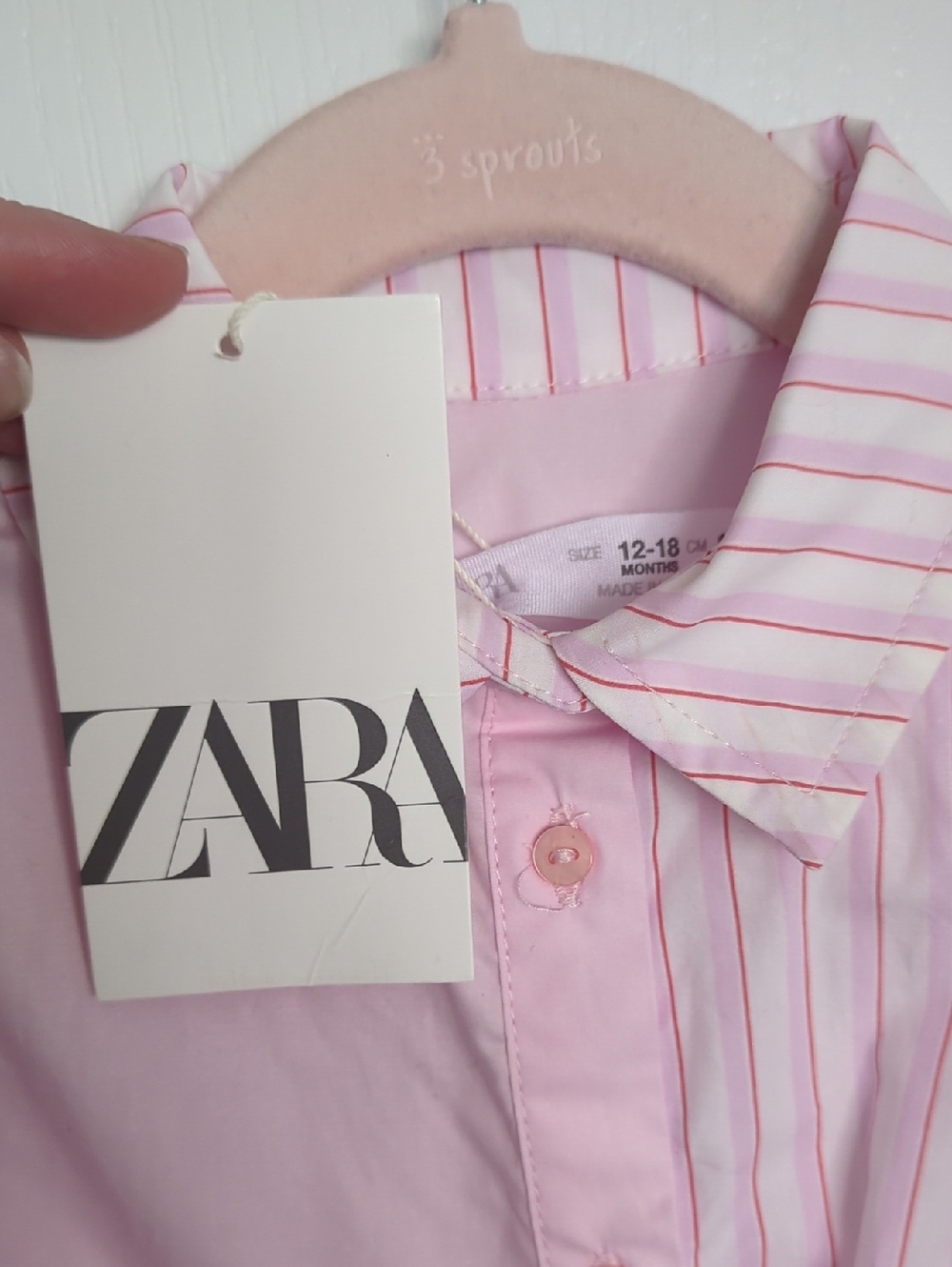 Light Pink Striped Twist-Front Button Down Shirt - Picture 4 of 4
